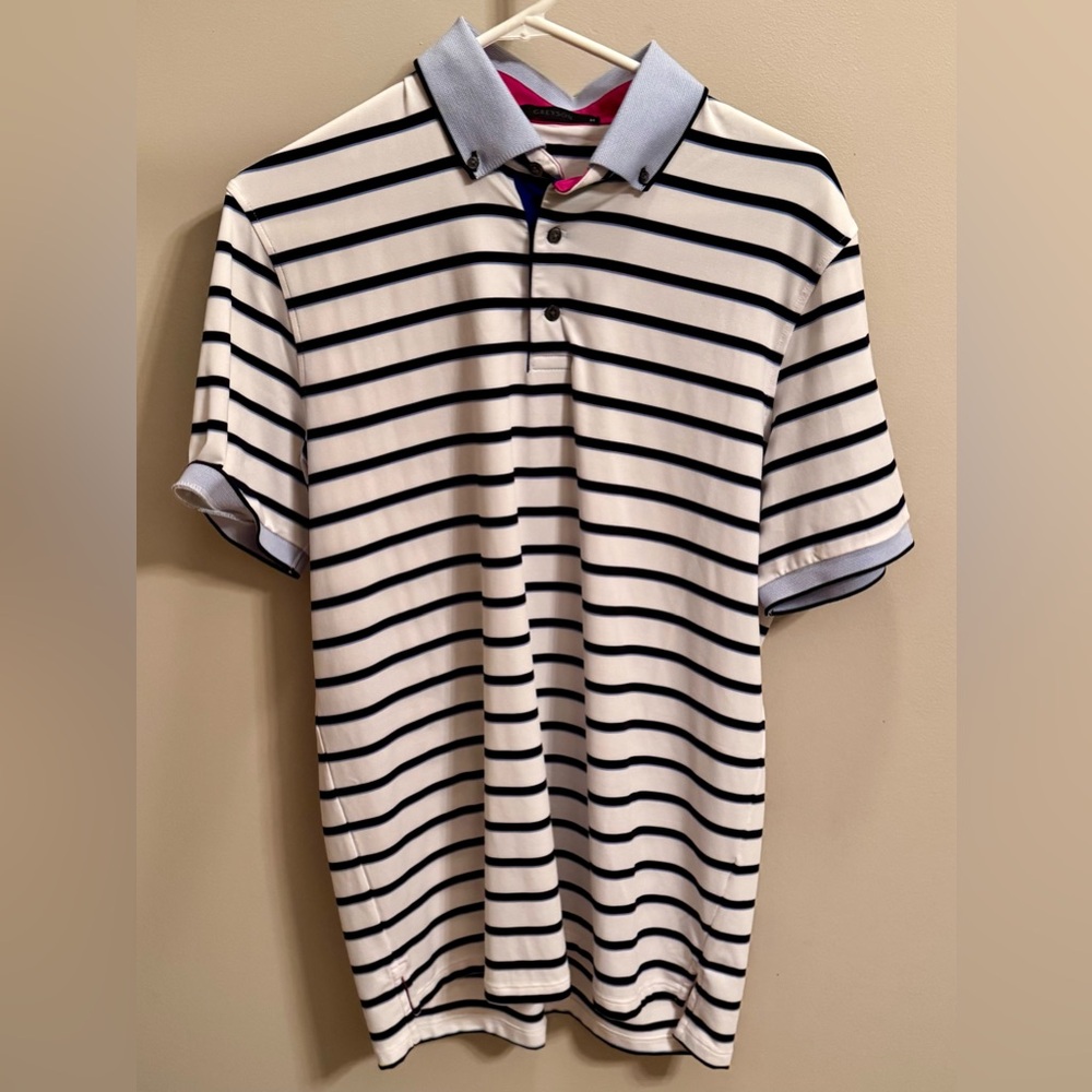 Greyson Striped Polo - White/ Blue - Medium